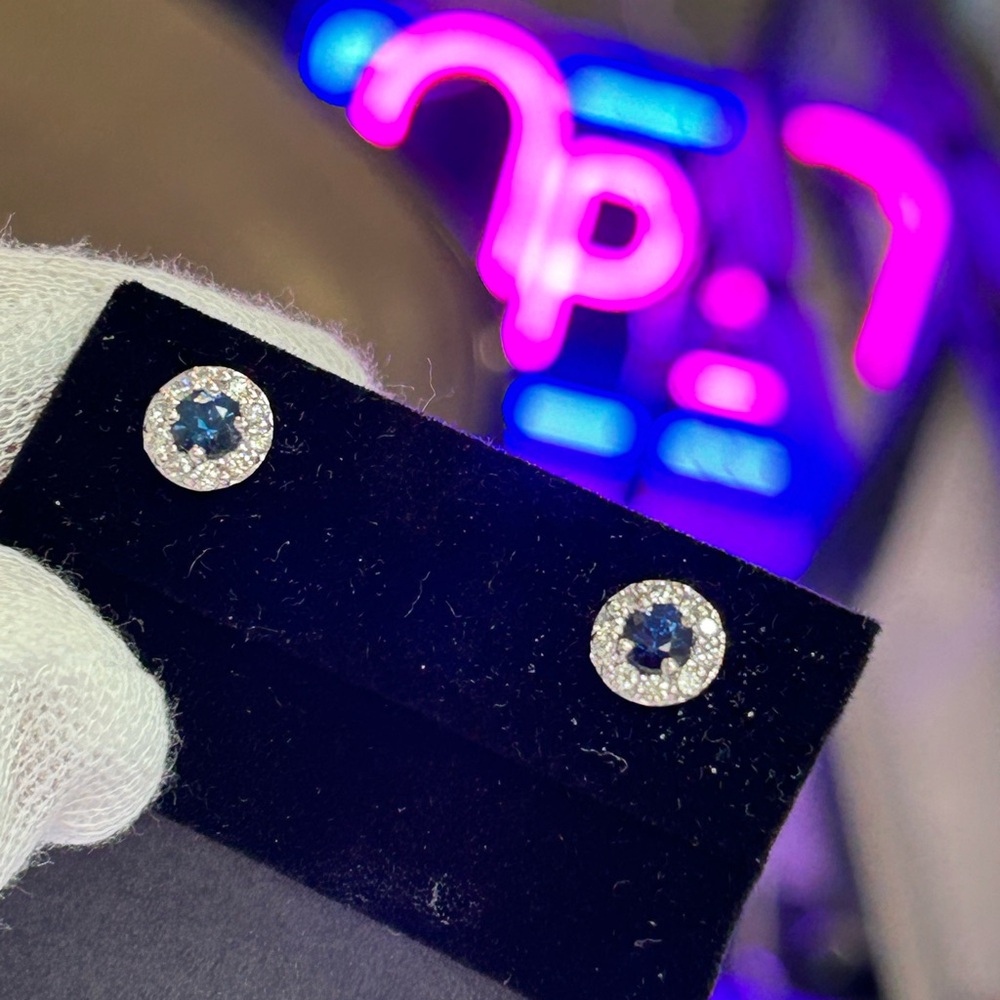 14kt White Gold Sapphire and Diamond Earrings
